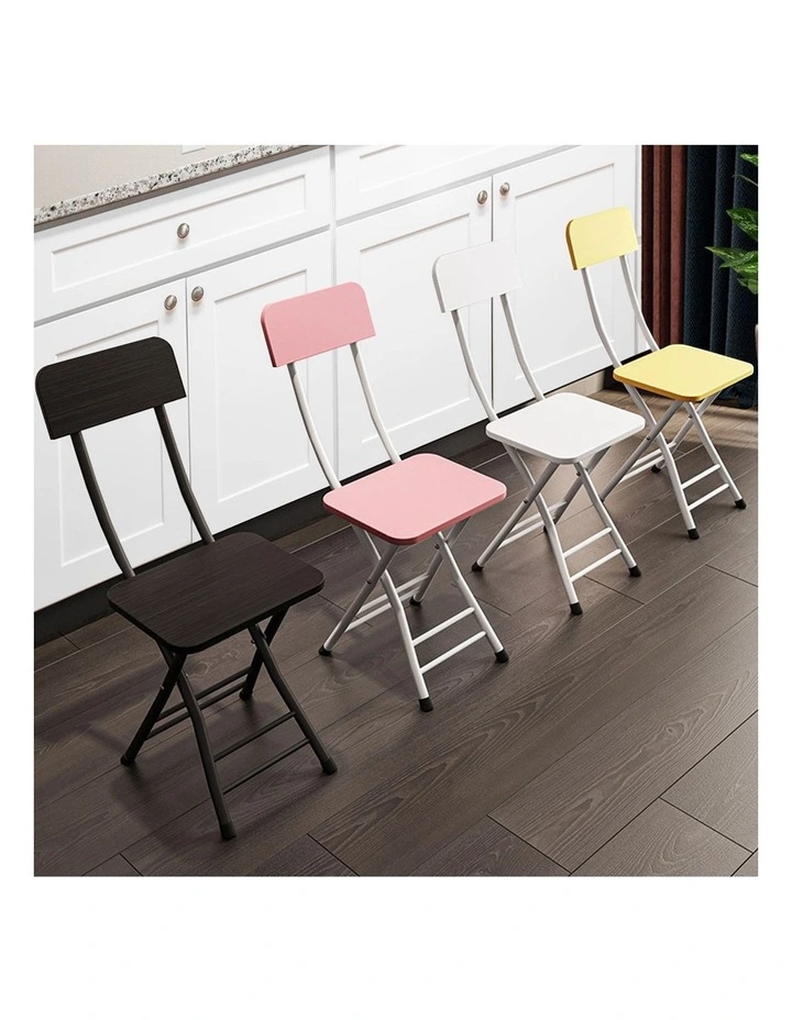 SOGA Foldable Chairs 2 Pack Black MDF with Aluminium Legs image 5