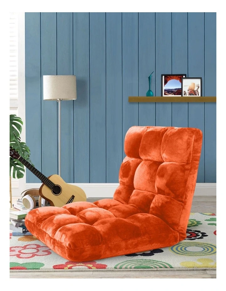 SOGA Adjustable Foldable Floor Recliner Chair Orange image 2