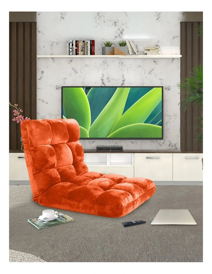 SOGA Adjustable Foldable Floor Recliner Chair Orange image 3