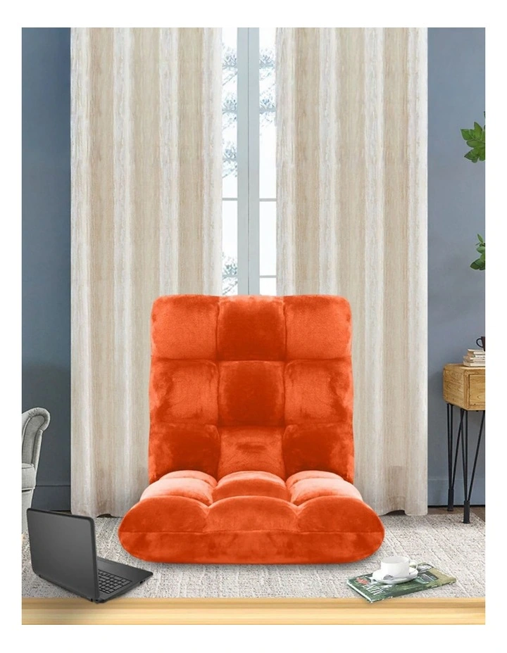 SOGA Adjustable Foldable Floor Recliner Chair Orange image 5