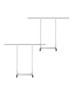 SOGA 2X 180cm Stainless Steel Clothes Rack Floor Standing Garment Rail