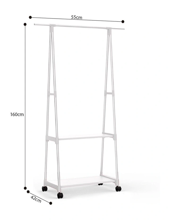 SOGA 2X White 2-in-1 Clothes & Shoe Storage Racks with Wheels image 6