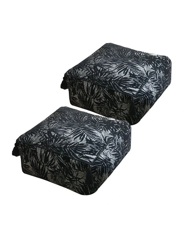 SOGA 2 Pack 50cm Pouffe Cushions Polyester with EPP Filling image 1