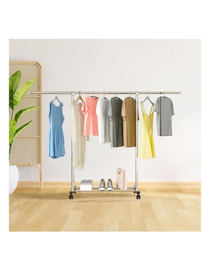 SOGA 120200cm Extendable Clothes Drying Rack with Wheels 2 Pack image 3