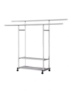 SOGA 120cm Double Rail Clothes Drying Rack with Wheels