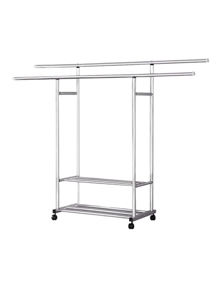 SOGA 120cm Double Rail Clothes Drying Rack with Wheels image 1