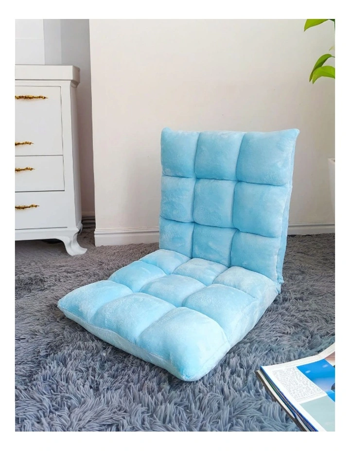 SOGA Adjustable Foldable Floor Recliner Chair Light Blue image 2