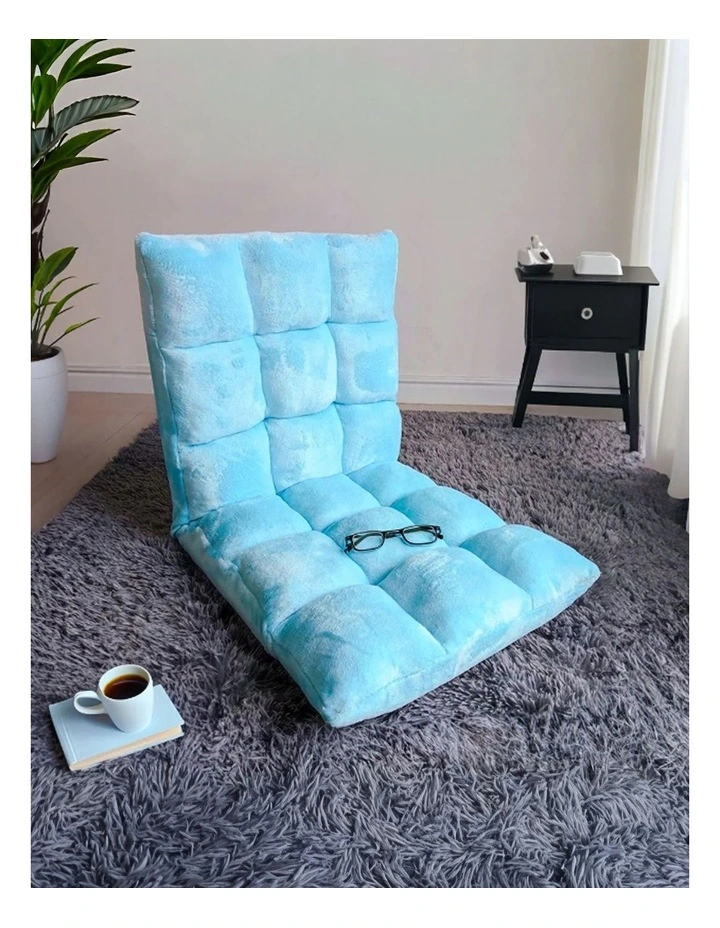 SOGA Adjustable Foldable Floor Recliner Chair Light Blue image 3