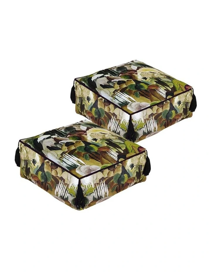 SOGA 2 Pack 50cm Pouffe Cushions Polyester with EPP Filling image 1