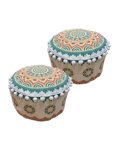 SOGA 2 Pack 50cm Pouffe Cushions Polyester Cotton with EPP Filling
