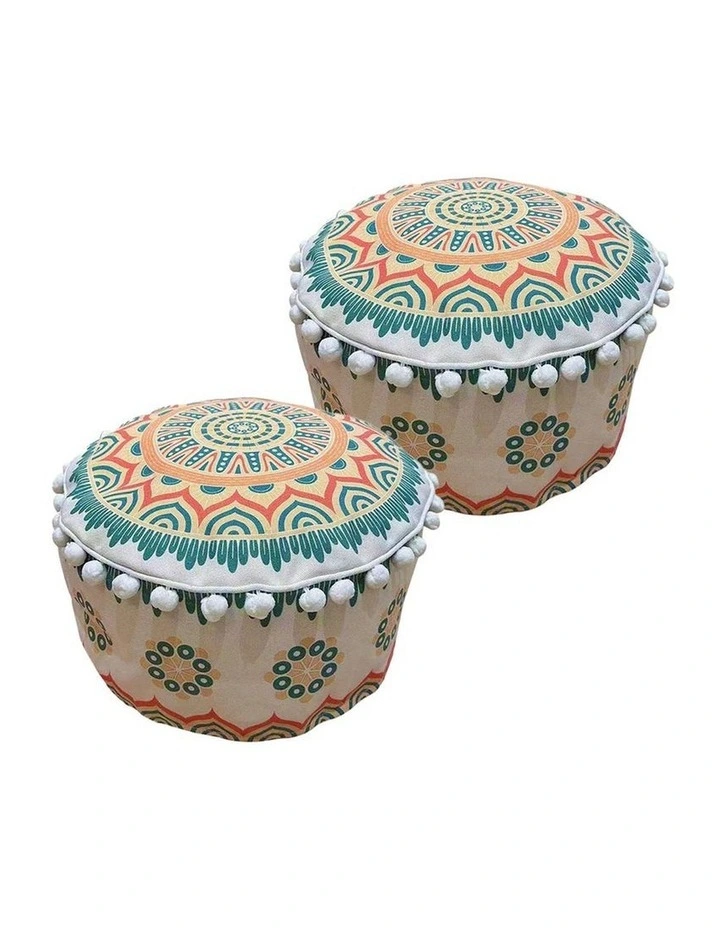 SOGA 2 Pack 50cm Pouffe Cushions Polyester Cotton with EPP Filling image 1