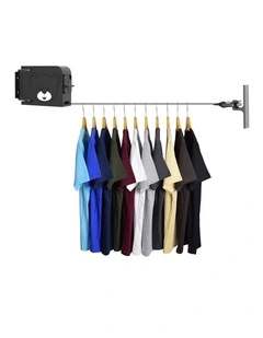 SOGA Wall-Mounted Retractable Clothesline Black