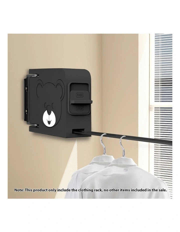 SOGA Wall-Mounted Retractable Clothesline Black image 2