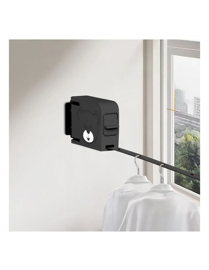 SOGA Wall-Mounted Retractable Clothesline Black image 6