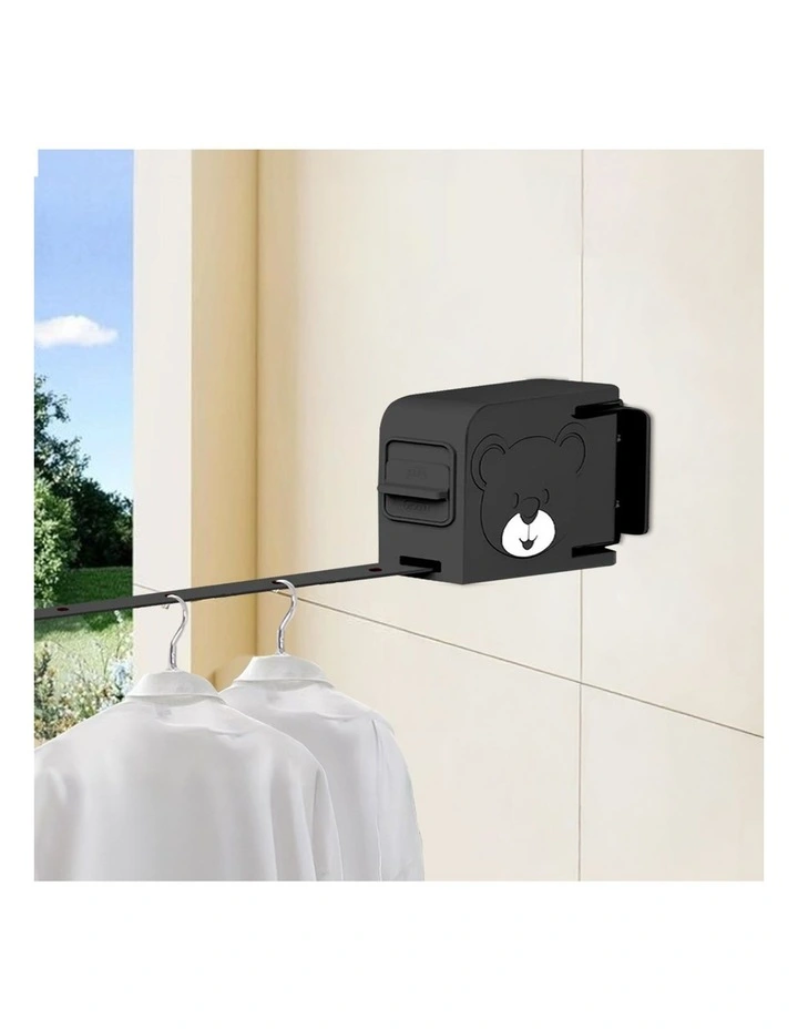 SOGA Wall-Mounted Retractable Clothesline Black image 7
