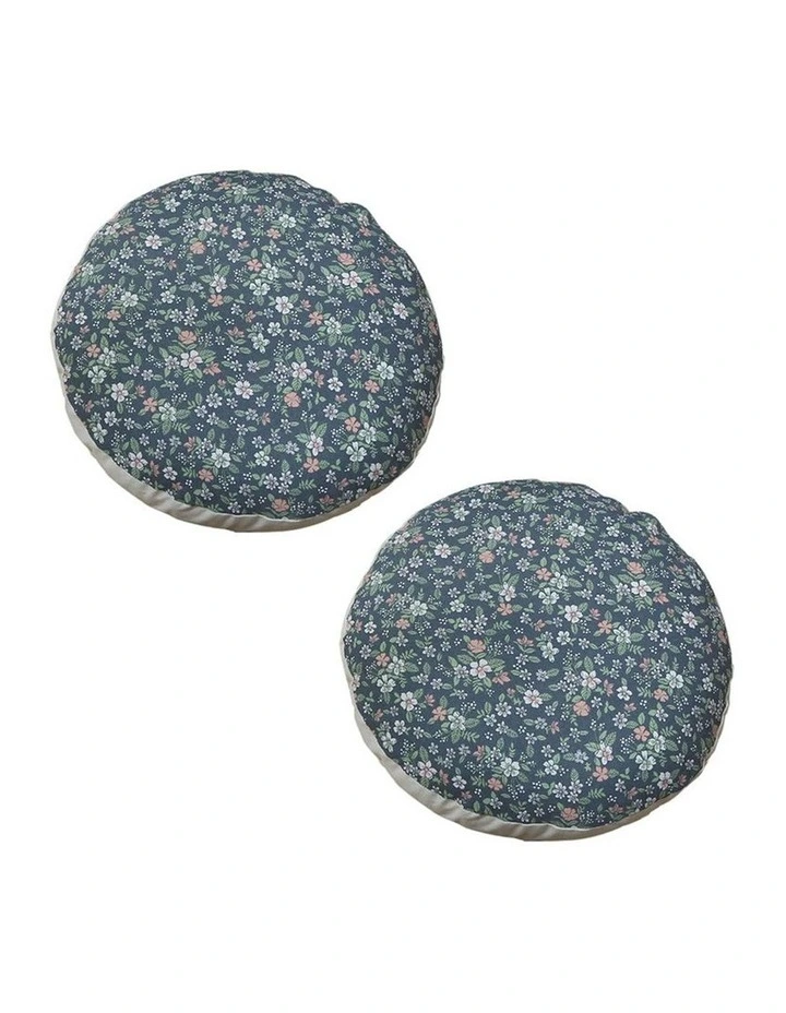 SOGA 2 Pack 45cm Pouffe Cushions Blue Polyester Cotton with EPP Filling image 1
