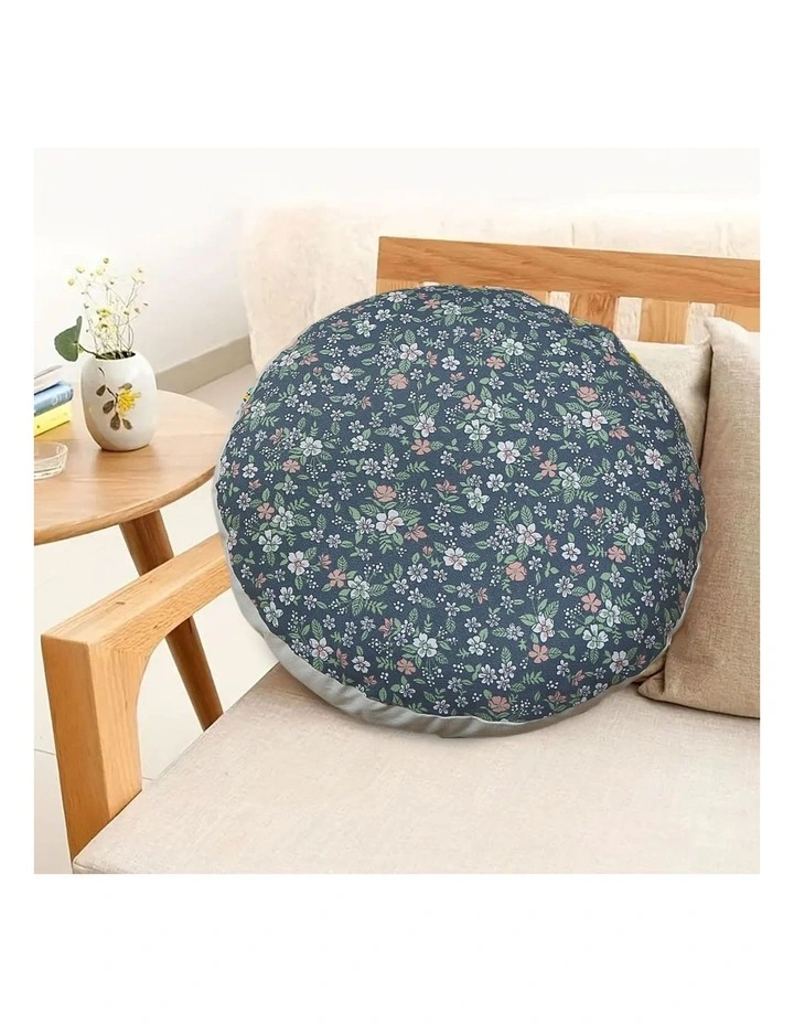 SOGA 2 Pack 45cm Pouffe Cushions Blue Polyester Cotton with EPP Filling image 3