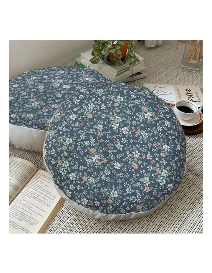SOGA 2 Pack 45cm Pouffe Cushions Blue Polyester Cotton with EPP Filling image 7