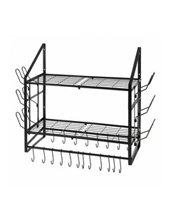Toque Pot Rack Wall Mounted 2 Tier Hanging Cookware Organizer 20 Hooks Pan Rack