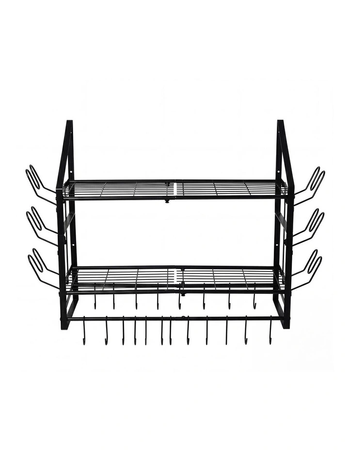 Toque Pot Rack Wall Mounted 2 Tier Hanging Cookware Organizer 20 Hooks Pan Rack image 2