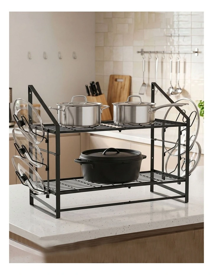 Toque Pot Rack Wall Mounted 2 Tier Hanging Cookware Organizer 20 Hooks Pan Rack image 7