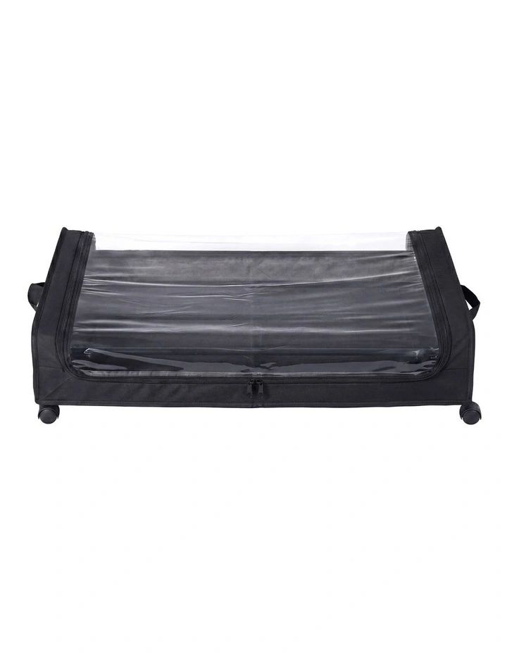 Levede 2X Under Bed Storage Containers for Shoe and Apparel Clear-Lidded Black image 2