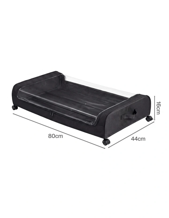 Levede 2X Under Bed Storage Containers for Shoe and Apparel Clear-Lidded Black image 3