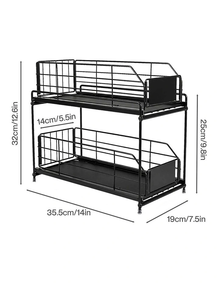 Toque 2 Tier Pull Out Cabinet Organizer Sliding Kitchen Storage Rack Under Sink image 3