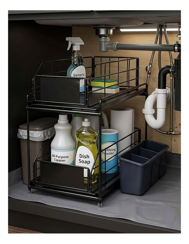 Toque 2 Tier Pull Out Cabinet Organizer Sliding Kitchen Storage Rack Under Sink image 7