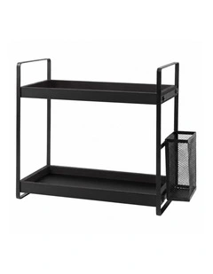 Levede 2 Tier Countertop Organiser Classic Storage Rack Bathroom Kitchen Black