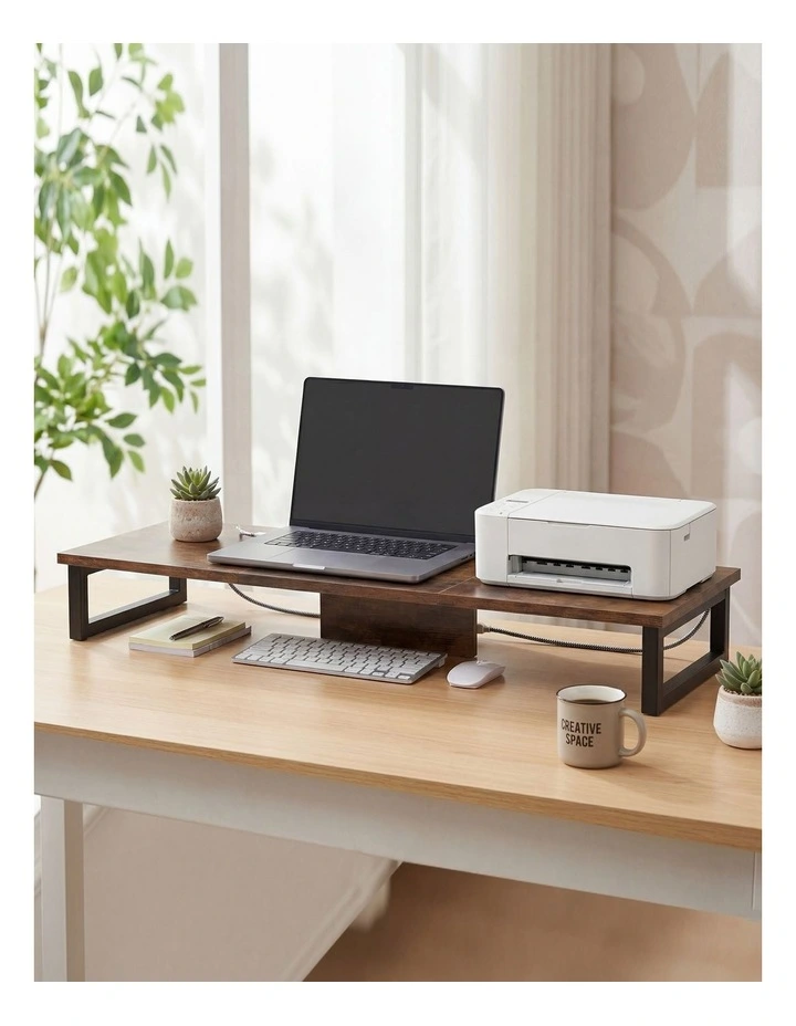 Levede Computer Monitor Stand Dual Monitor Riser Desk Shelf Ergonomic White 90cm image 7