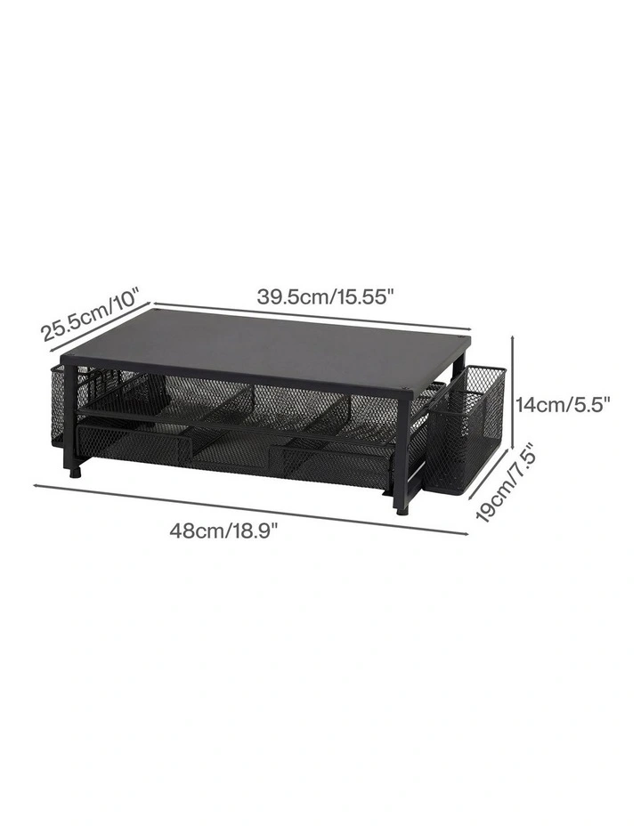 Levede Monitor Stand Riser Metal Computer Desk Organizer Shelf Drawer Pen Holder image 3