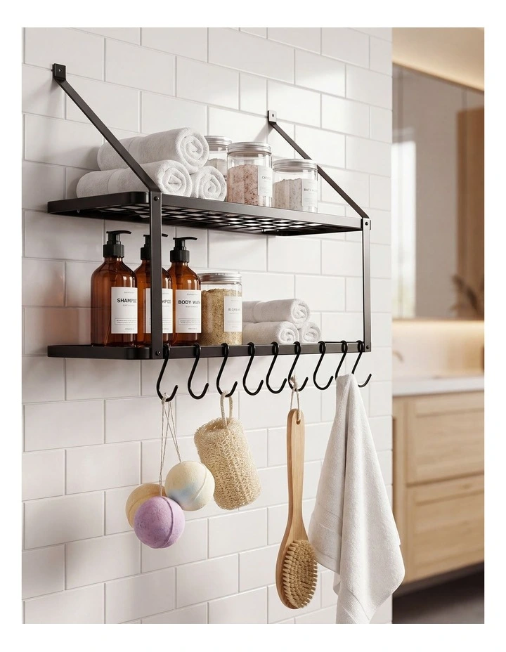 Toque Metal Pot Pan Rack Hanging Kitchen Shelf Wall Mounted Organizer 10 Hooks image 7