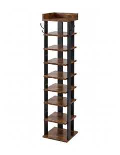 Levede Narrow Shoe Rack Vertical 9-Tier Shoe Storage Organiser Shelf Side Hooks