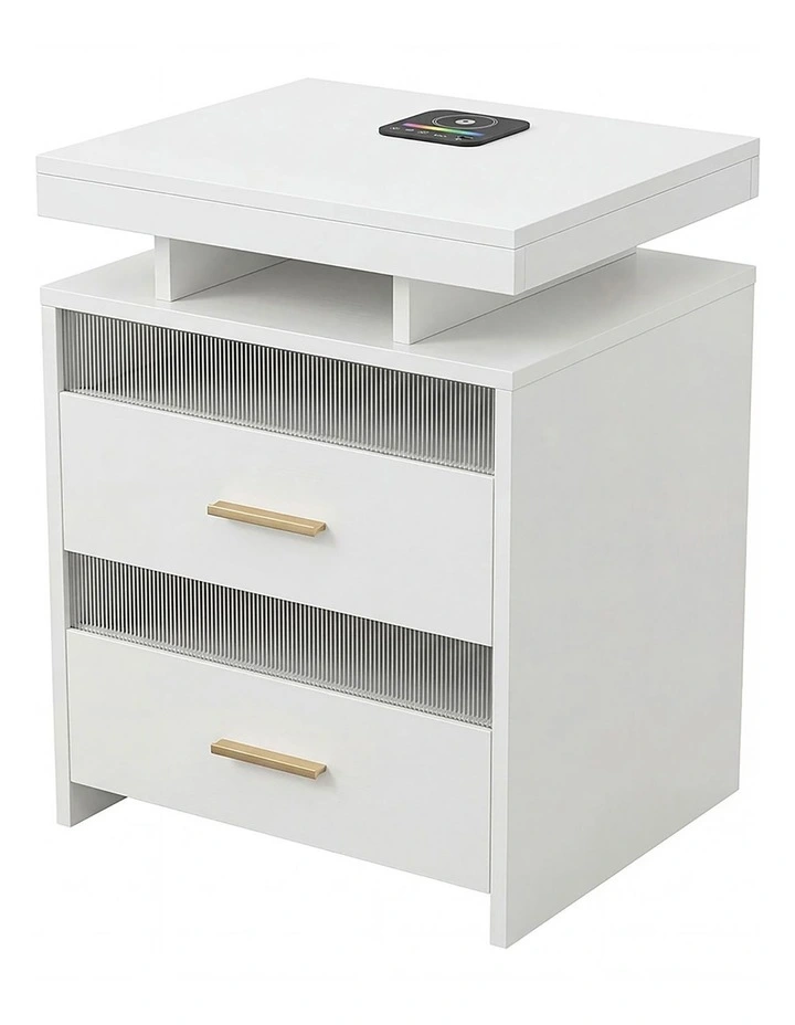 Levede Smart Bedside Table RGB Motion Sensor Charging Nightstand Bedroom Modern image 1