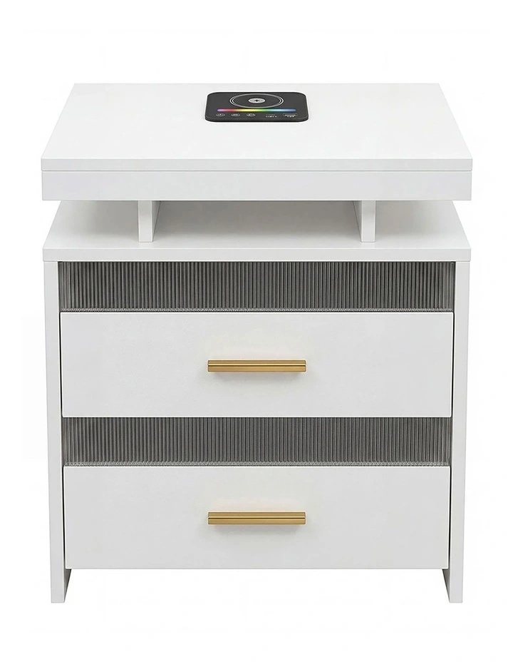 Levede Smart Bedside Table RGB Motion Sensor Charging Nightstand Bedroom Modern image 2
