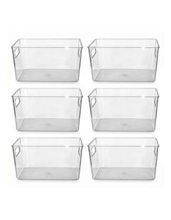 Toque Clear Plastic Storage Bins 6PCS Pantry Fridge Organizer Boxes Handles