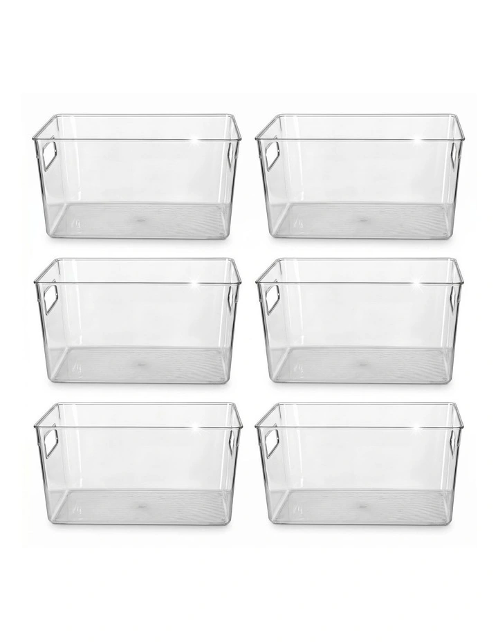 Toque Clear Plastic Storage Bins 6PCS Pantry Fridge Organizer Boxes Handles image 1