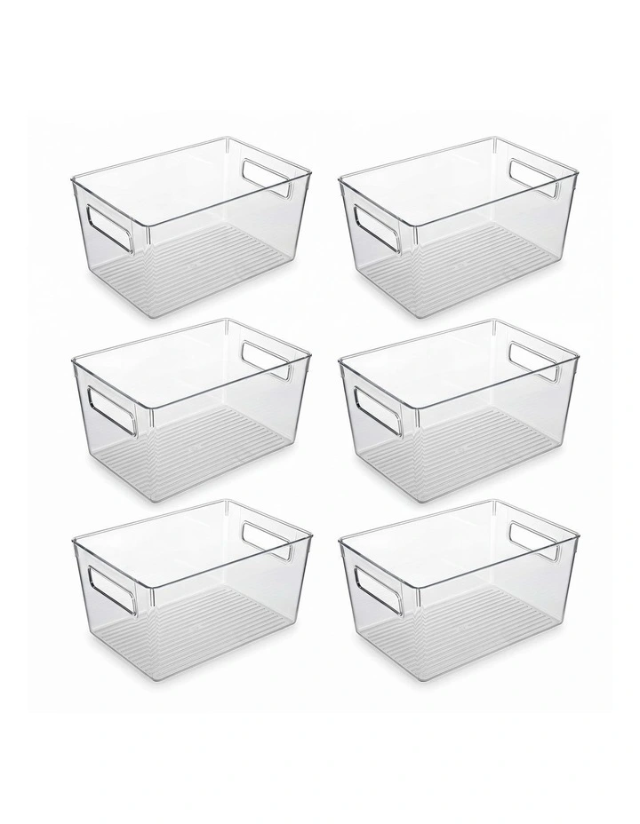 Toque Clear Plastic Storage Bins 6PCS Pantry Fridge Organizer Boxes Handles image 2