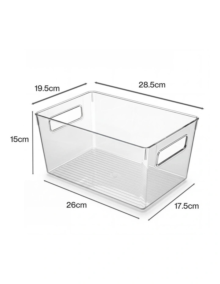 Toque Clear Plastic Storage Bins 6PCS Pantry Fridge Organizer Boxes Handles image 3