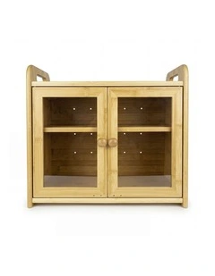 Toque Bread Bin 2 Tier Bamboo Bread Box Kitchen Counter Storage Container 20L