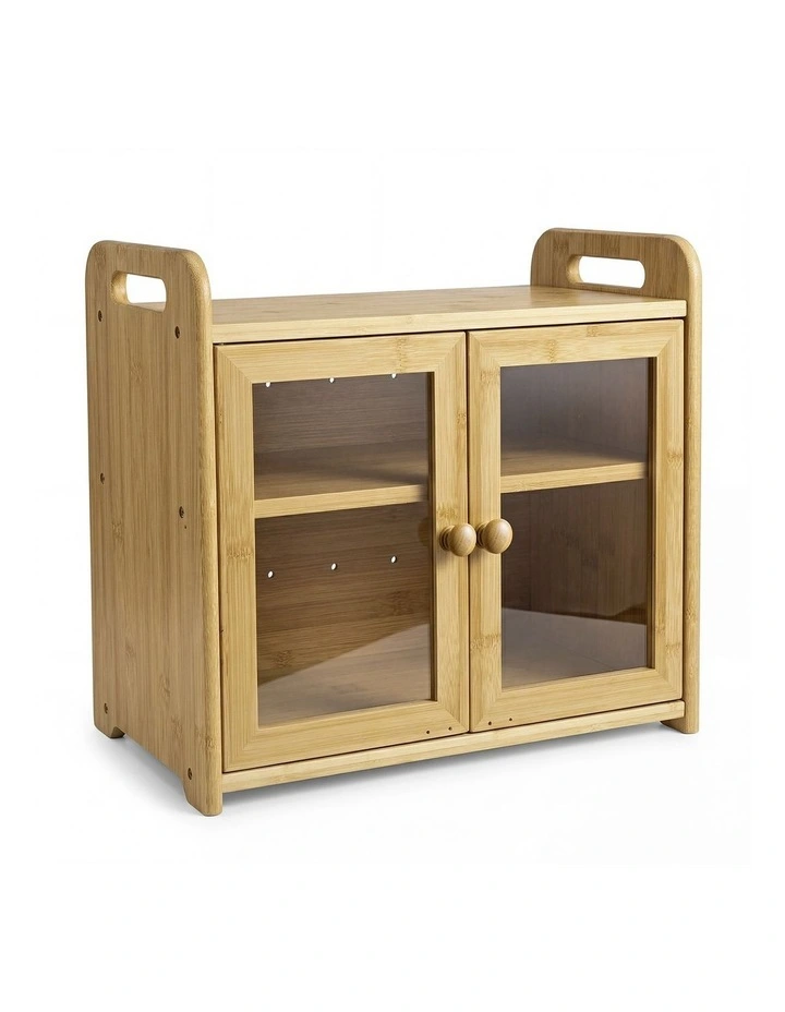 Toque Bread Bin 2 Tier Bamboo Bread Box Kitchen Counter Storage Container 20L image 2