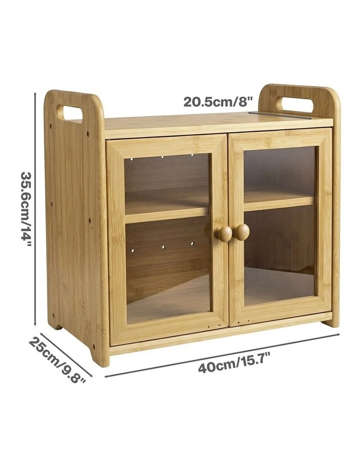 Toque Bread Bin 2 Tier Bamboo Bread Box Kitchen Counter Storage Container 20L image 3
