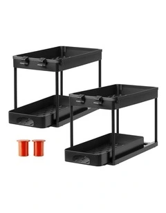 Toque 2 x Under Sink Organizer 2 Tiers Storage Sliding Drainage Kitchen Bathroom