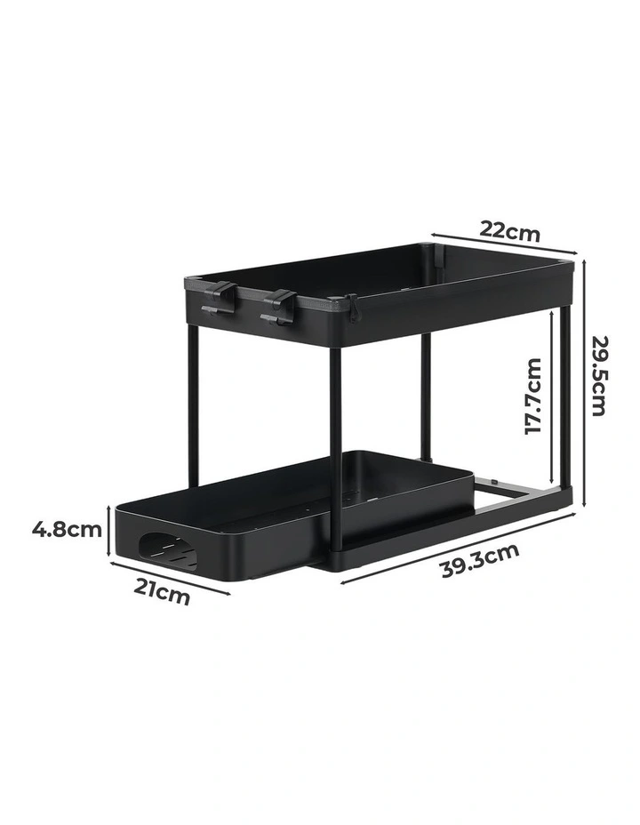 Toque 2 x Under Sink Organizer 2 Tiers Storage Sliding Drainage Kitchen Bathroom image 3