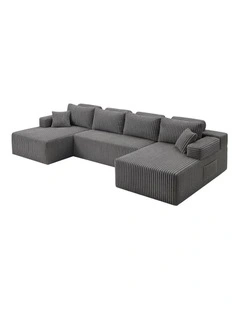 Levede Modular Sofa Lounge Set Corduroy Convertible Shape Cloud Couch Grey