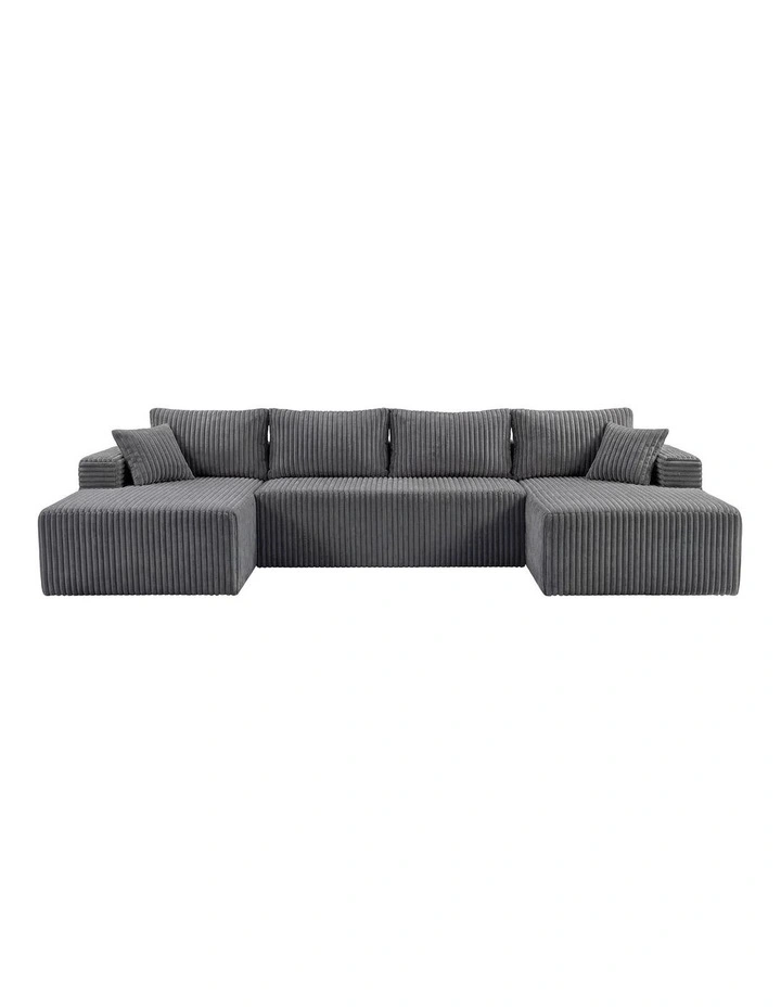 Levede Modular Sofa Lounge Set Corduroy Convertible Shape Cloud Couch Grey image 2