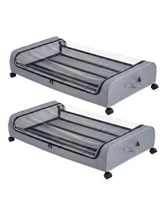 Levede 2X Under Bed Storage Containers for Shoe and Apparel Clear-Lidded Rolling