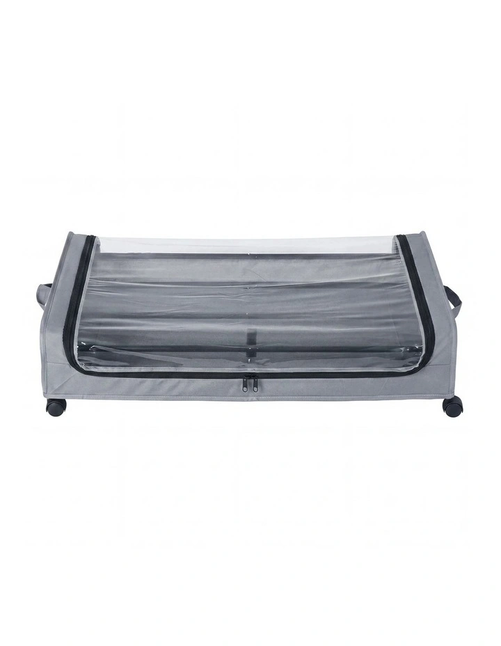 Levede 2X Under Bed Storage Containers for Shoe and Apparel Clear-Lidded Rolling image 2
