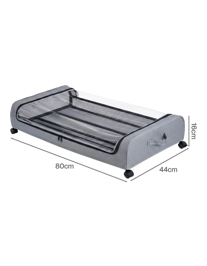 Levede 2X Under Bed Storage Containers for Shoe and Apparel Clear-Lidded Rolling image 3